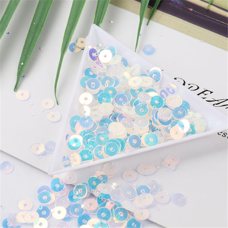 10g/Pack Blue Crystal Sequins PET apaļas puķes plūmju taisnstūra pailletes Amatniecības dāvanu maisiņš Decro DIY Šūšanas Lentejuelas piederumi