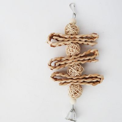 Természetes rágójáték kisállat madarak számára papagáj ara papagáj Lovebird Bite hinta ketrec játék luffa szőlő golyós ketrec madarak akasztós kiegészítői