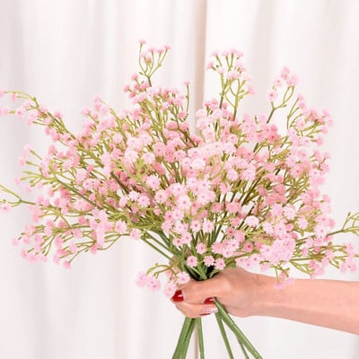 Мини ново 60 cm Направи си сам изкуствено бебешко дъх цвете гипсофила фалшиво силиконово растение сватбено тържество украса домашна цветна аранжировка