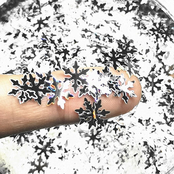 Εξαιρετικά λεπτή Glitter Big Snowflake Sequin 8mm Laser 3D Nail Holographic Paillettes PET Loose Sequins DIY Nail Art Decorations 8g