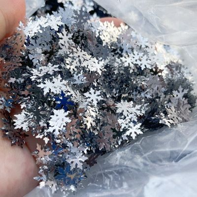 Īpaši plānas mirdzošas lielas sniegpārsliņas vizulis, 8 mm lāzera 3D nagu hologrāfiskās paletes PET, vaļīgas flites, DIY nagu mākslas dekorācijas 8 g