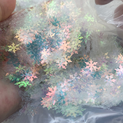 Īpaši plānas mirdzošas lielas sniegpārsliņas vizulis, 8 mm lāzera 3D nagu hologrāfiskās paletes PET, vaļīgas flites, DIY nagu mākslas dekorācijas 8 g