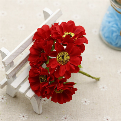 6db/csokor 4cm Selyem Művirágok Napraforgó Művirágok Nyári Strandfotózás Esküvő Kézzel Készített Barkács Otthoni Dekoráció