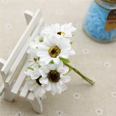 6db/csokor 4cm Selyem Művirágok Napraforgó Művirágok Nyári Strandfotózás Esküvő Kézzel Készített Barkács Otthoni Dekoráció