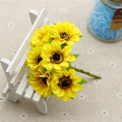 6db/csokor 4cm Selyem Művirágok Napraforgó Művirágok Nyári Strandfotózás Esküvő Kézzel Készített Barkács Otthoni Dekoráció