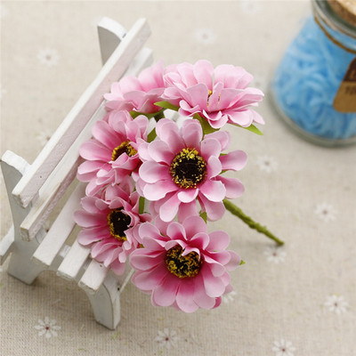 6db/csokor 4cm Selyem Művirágok Napraforgó Művirágok Nyári Strandfotózás Esküvő Kézzel Készített Barkács Otthoni Dekoráció