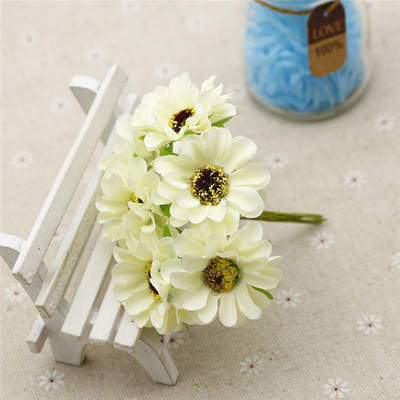 6db/csokor 4cm Selyem Művirágok Napraforgó Művirágok Nyári Strandfotózás Esküvő Kézzel Készített Barkács Otthoni Dekoráció