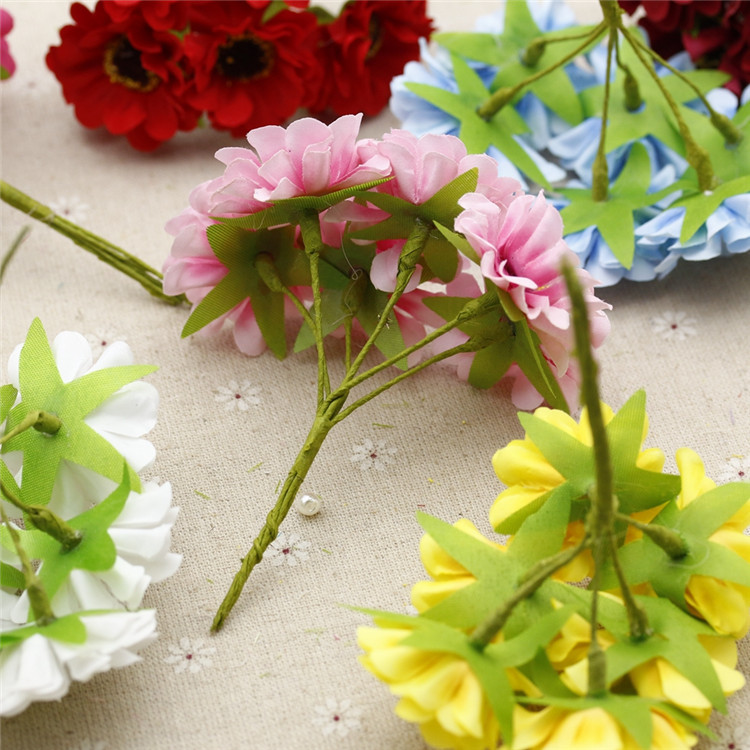 6db/csokor 4cm Selyem Művirágok Napraforgó Művirágok Nyári Strandfotózás Esküvő Kézzel Készített Barkács Otthoni Dekoráció