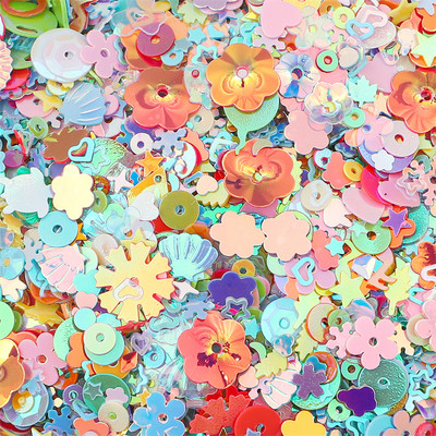 20 g 3–10 mm mirdzoši vizuļi, jauktas zvaigžņu sirds gliemežvāku fliteras Pailletes, kas paredzētas DIY Nails Art Kāzu dekors Konfeti apģērbu šūšanai