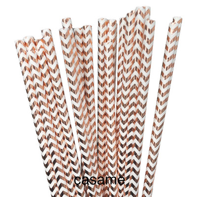 Zelta roze Zelta papīra salmiņi Strip Dot Dzeramais salmiņš Vienreizlietojamie galda piederumi ballīšu piederumi Kāzu dzimšanas dienas ballītes dekorēšana bērniem