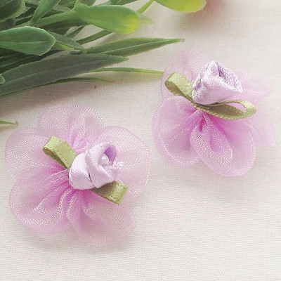 20 gab 1 1/8" organzas lentes ziedi ar rožu kāzu aplikācijām