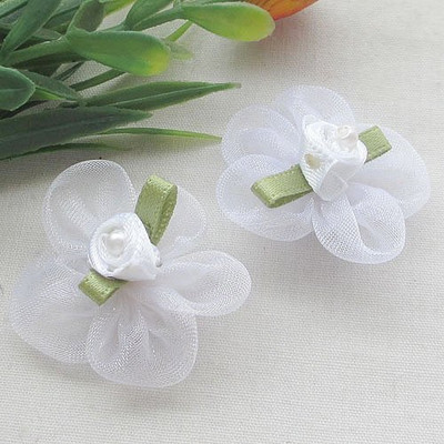 20 gab 1 1/8" organzas lentes ziedi ar rožu kāzu aplikācijām