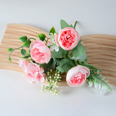 Πορτοκαλί τεχνητά λουλούδια τριαντάφυλλο παιώνια τεχνητά λουλούδια από μετάξι Μπουκέτο Flores Home Party Τεχνητό λουλούδι Διακόσμηση Fake Flowe