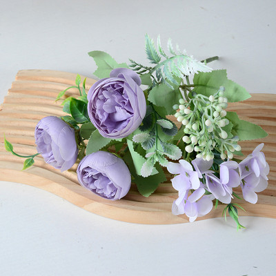 Πορτοκαλί τεχνητά λουλούδια τριαντάφυλλο παιώνια τεχνητά λουλούδια από μετάξι Μπουκέτο Flores Home Party Τεχνητό λουλούδι Διακόσμηση Fake Flowe