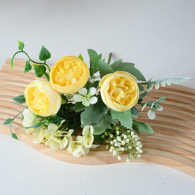 Πορτοκαλί τεχνητά λουλούδια τριαντάφυλλο παιώνια τεχνητά λουλούδια από μετάξι Μπουκέτο Flores Home Party Τεχνητό λουλούδι Διακόσμηση Fake Flowe