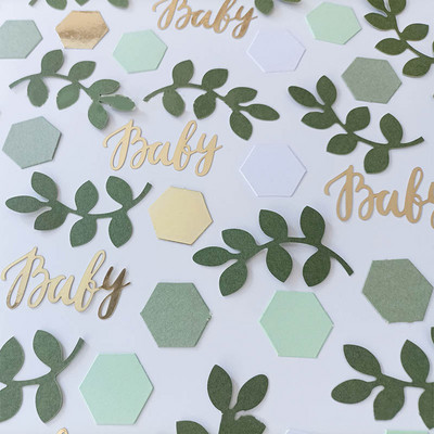 8 Επισκέπτες Χρυσό γράμμα Oh Baby Επιτραπέζιο σκεύος μιας χρήσης Ζούγκλα Φύλλα χαρτοπετσέτας Πιάτο Κύπελλο Baby Shower Boy Girl Babyshower Oh Baby Supplies