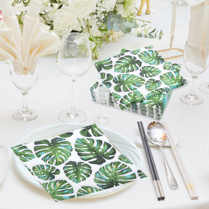 20Gb tropu palmu lapas safari dzīvnieku papīra salvetes bērnu džungļu dzimšanas dienas ballītes noformējums havajiešu Luau vasaras kāzu dvielis