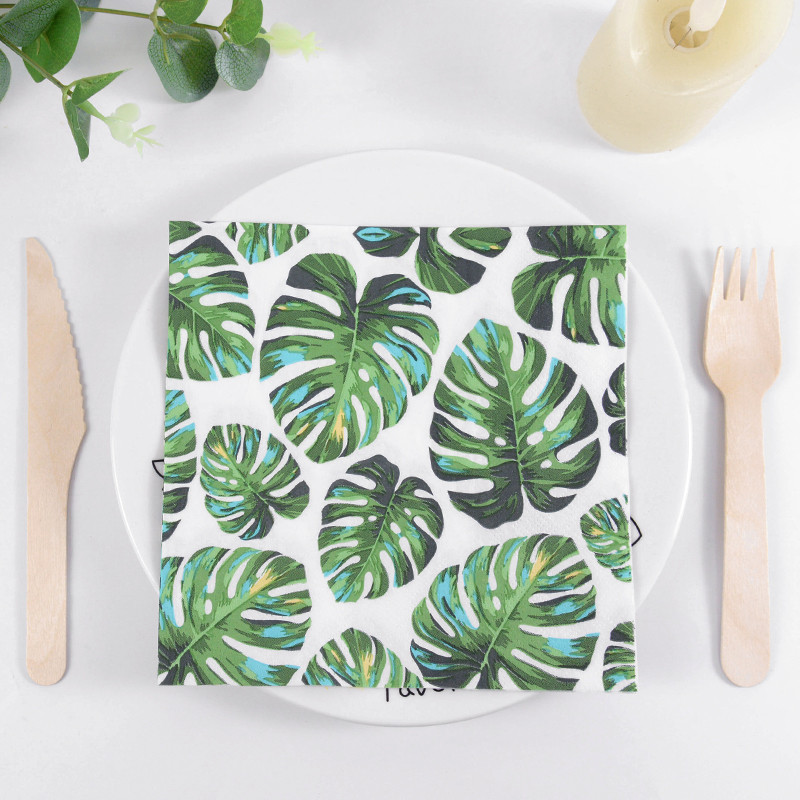 20Gb tropu palmu lapas safari dzīvnieku papīra salvetes bērnu džungļu dzimšanas dienas ballītes noformējums havajiešu Luau vasaras kāzu dvielis