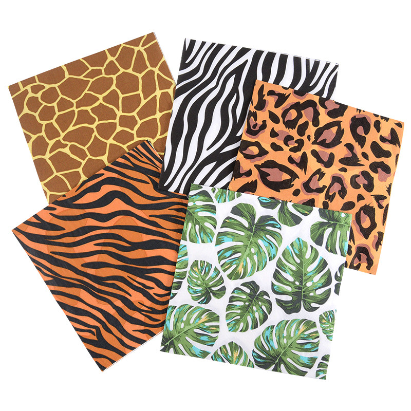 20Gb tropu palmu lapas safari dzīvnieku papīra salvetes bērnu džungļu dzimšanas dienas ballītes noformējums havajiešu Luau vasaras kāzu dvielis