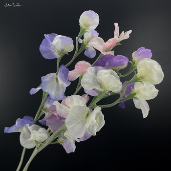SunMade Nordic Pea Flower Branch Silk Artificial Flowers Διακόσμηση σπιτιού Γάμου Νυφική ανθοδέσμη Flores Artificales Purple Flore