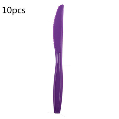 Plastmasas vienreizējās lietošanas dakšiņas Naži Karotes Sarkana Zila Rozā Zaļa Purpursarkana Galda piederumu Komplekts Kāzu dzimšanas dienas jubilejas ballītes piederumiem