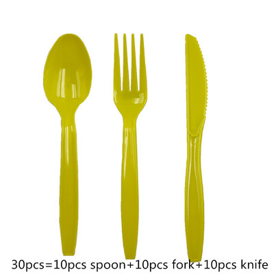 Plastmasas vienreizējās lietošanas dakšiņas Naži Karotes Sarkana Zila Rozā Zaļa Purpursarkana Galda piederumu Komplekts Kāzu dzimšanas dienas jubilejas ballītes piederumiem