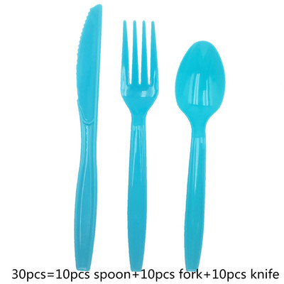 Plastmasas vienreizējās lietošanas dakšiņas Naži Karotes Sarkana Zila Rozā Zaļa Purpursarkana Galda piederumu Komplekts Kāzu dzimšanas dienas jubilejas ballītes piederumiem