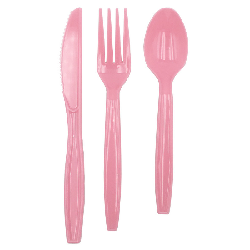 Plastmasas vienreizējās lietošanas dakšiņas Naži Karotes Sarkana Zila Rozā Zaļa Purpursarkana Galda piederumu Komplekts Kāzu dzimšanas dienas jubilejas ballītes piederumiem