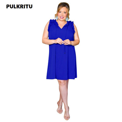 Pulkritu 2022. gada vasaras sieviešu lielizmēra kleita Seksīga V veida kakla izgriezuma piedurknēm, mežģīņu sauļošanās kleita, ikdienišķa dāmu, brīva midi kleita