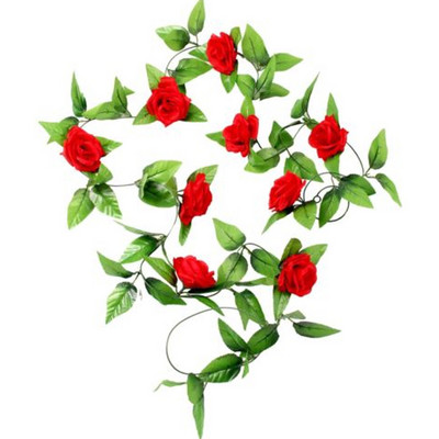 250 CM zīda rozes, vīnogulāju zaļās lapas, vītne mājas kāzu dekorēšanai, viltotu lapu vītne, mākslīgie ziedi.