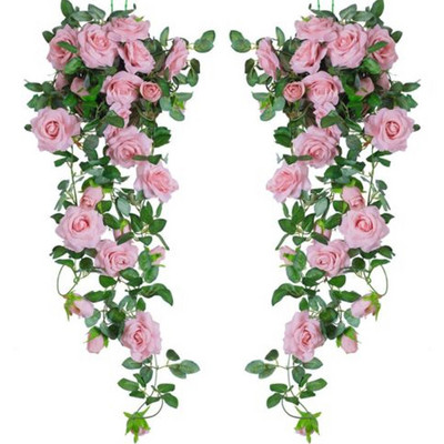 250 CM zīda rozes, vīnogulāju zaļās lapas, vītne mājas kāzu dekorēšanai, viltotu lapu vītne, mākslīgie ziedi.