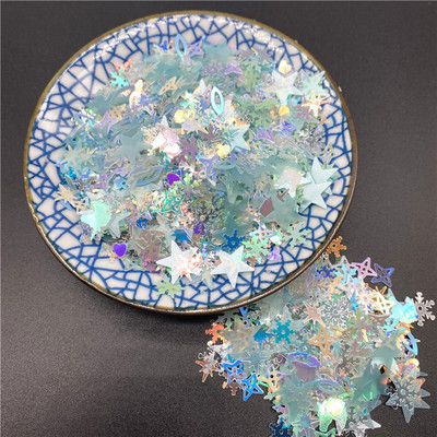 10g/iepakojumā 3-12mm maisījums Macaroon Colors Nagu vizuļi rokdarbiem Mirdzoša zvaigzne sirds Smiley sequins DIY manikīrs nagu mākslas dekors