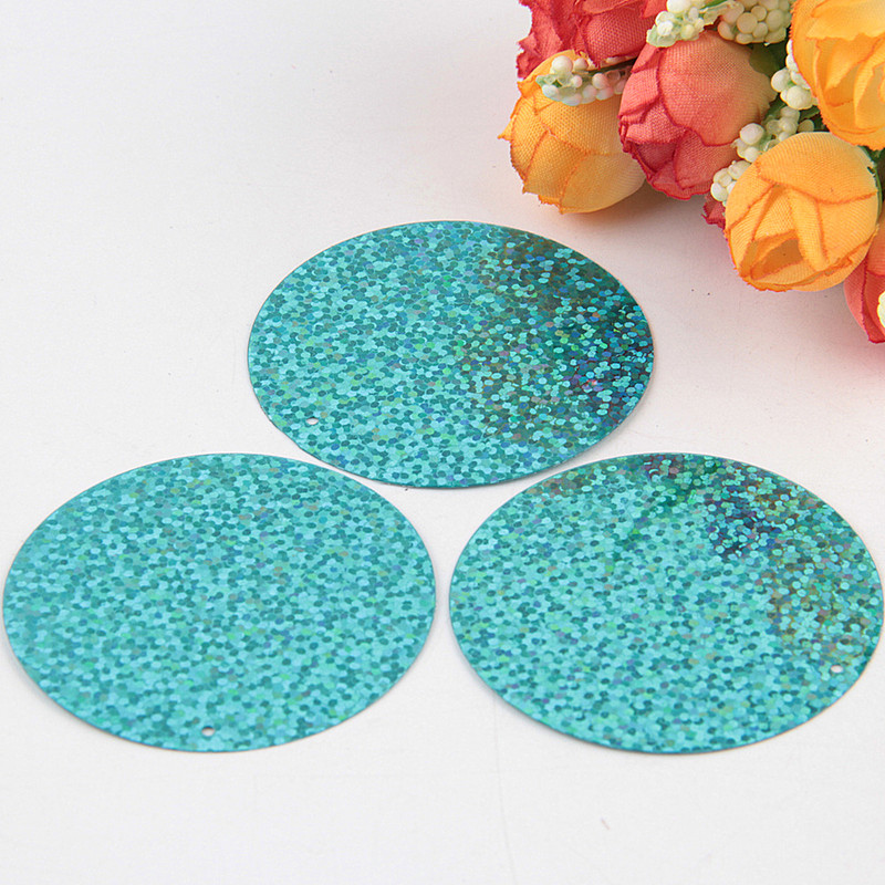 Παιλέτα 50mm Μεγάλες στρογγυλές παγιέτες λέιζερ 5cm PVC Flat Loose Sequin Paillette Ράψιμο Πανί Γάμου Υλικό Lentejuelas 10g
