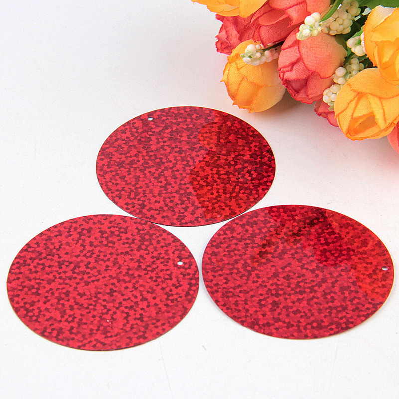 Παιλέτα 50mm Μεγάλες στρογγυλές παγιέτες λέιζερ 5cm PVC Flat Loose Sequin Paillette Ράψιμο Πανί Γάμου Υλικό Lentejuelas 10g