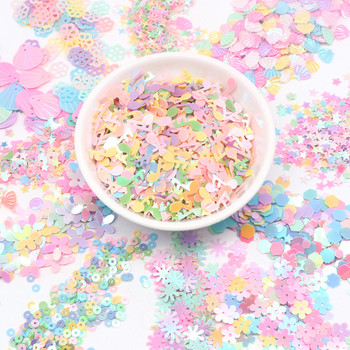 10g микс от пайети Макарон цвете снежинка звезда свободни пайети за занаяти Nail Art Glitter Paillettes Направи си сам конфети аксесоари