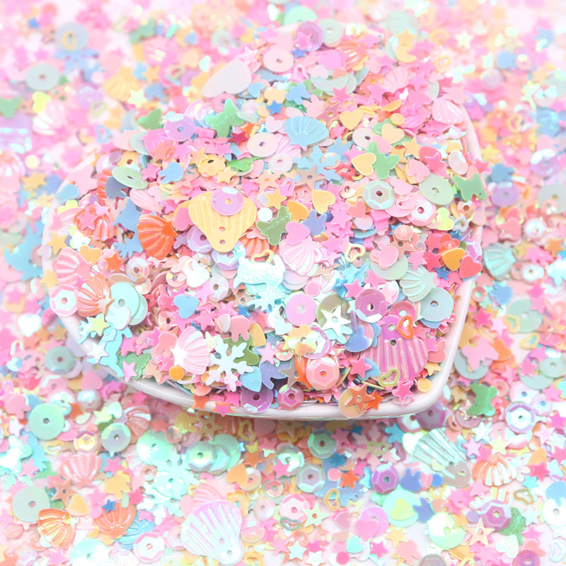 10 g Mix Sequins Macaron Flower Snowflake Star vaļīgs sequin amatniecībai Nail Art Glitter Paillettes DIY konfeti aksesuāri