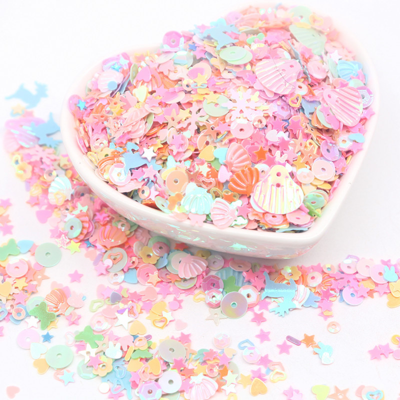 10 g Mix Sequins Macaron Flower Snowflake Star vaļīgs sequin amatniecībai Nail Art Glitter Paillettes DIY konfeti aksesuāri