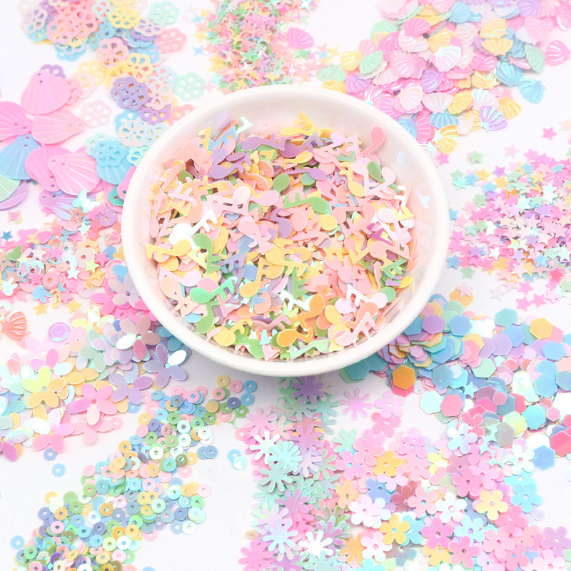 10 g Mix Sequins Macaron Flower Snowflake Star vaļīgs sequin amatniecībai Nail Art Glitter Paillettes DIY konfeti aksesuāri