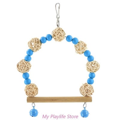 Candy Krāsu putnu rotaļlieta Šūpoles Papagaiļa Rotaļlieta Šūpoles Papagailis Šūpuļtīkls Gredzens Peonija Mājputni Izejmateriāli Koka krelles Rotangpalmas bumbu košļājamā rotaļlieta