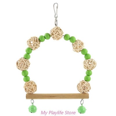 Candy Krāsu putnu rotaļlieta Šūpoles Papagaiļa Rotaļlieta Šūpoles Papagailis Šūpuļtīkls Gredzens Peonija Mājputni Izejmateriāli Koka krelles Rotangpalmas bumbu košļājamā rotaļlieta