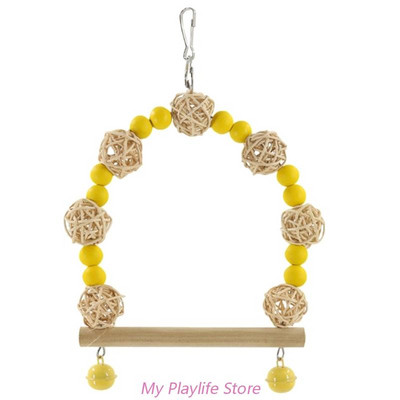 Candy Krāsu putnu rotaļlieta Šūpoles Papagaiļa Rotaļlieta Šūpoles Papagailis Šūpuļtīkls Gredzens Peonija Mājputni Izejmateriāli Koka krelles Rotangpalmas bumbu košļājamā rotaļlieta