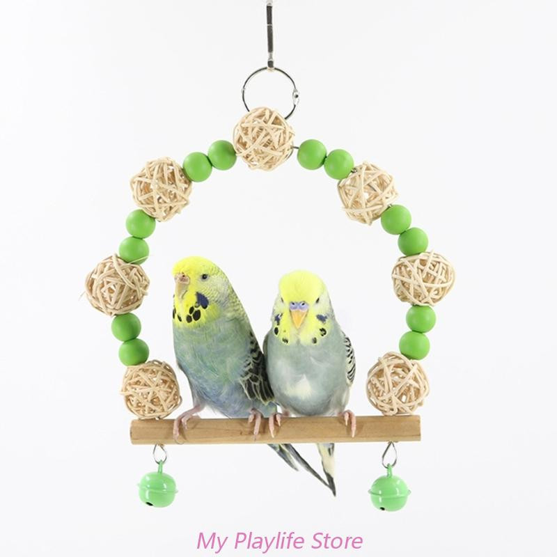 Candy Krāsu putnu rotaļlieta Šūpoles Papagaiļa Rotaļlieta Šūpoles Papagailis Šūpuļtīkls Gredzens Peonija Mājputni Izejmateriāli Koka krelles Rotangpalmas bumbu košļājamā rotaļlieta