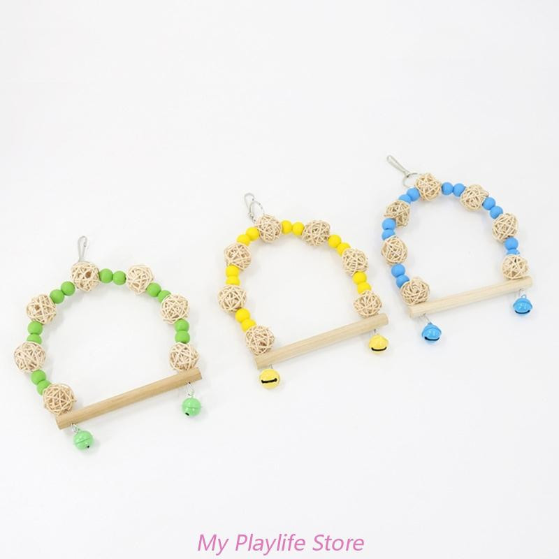 Candy Krāsu putnu rotaļlieta Šūpoles Papagaiļa Rotaļlieta Šūpoles Papagailis Šūpuļtīkls Gredzens Peonija Mājputni Izejmateriāli Koka krelles Rotangpalmas bumbu košļājamā rotaļlieta