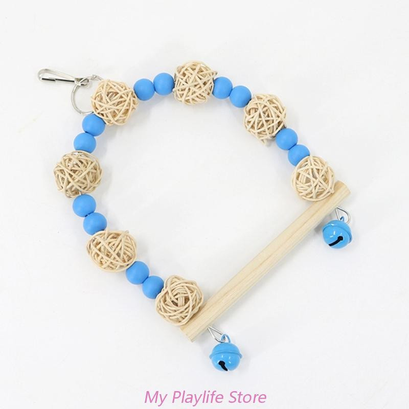 Candy Krāsu putnu rotaļlieta Šūpoles Papagaiļa Rotaļlieta Šūpoles Papagailis Šūpuļtīkls Gredzens Peonija Mājputni Izejmateriāli Koka krelles Rotangpalmas bumbu košļājamā rotaļlieta