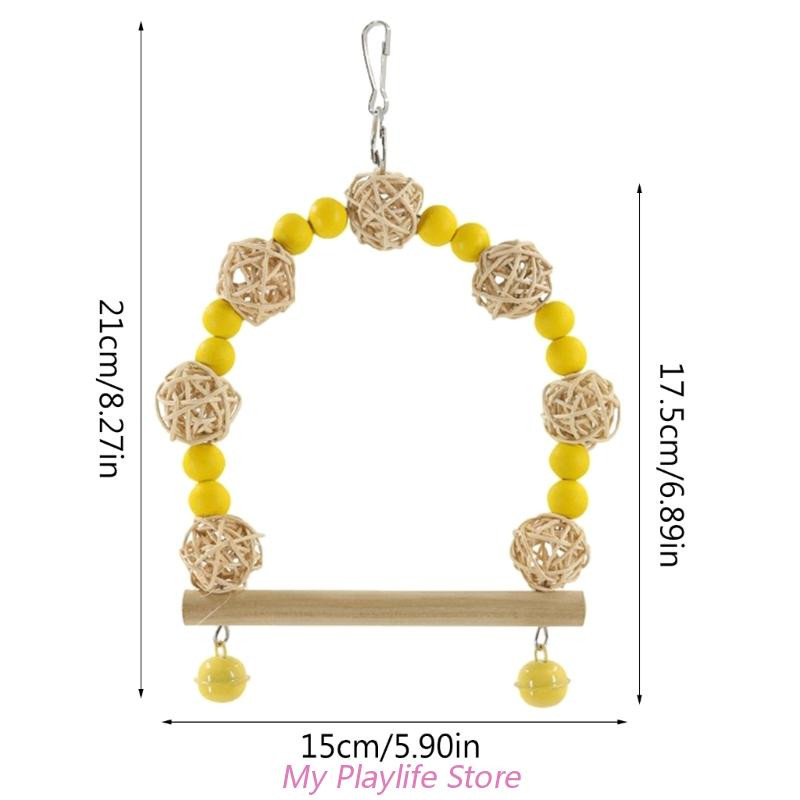 Candy Krāsu putnu rotaļlieta Šūpoles Papagaiļa Rotaļlieta Šūpoles Papagailis Šūpuļtīkls Gredzens Peonija Mājputni Izejmateriāli Koka krelles Rotangpalmas bumbu košļājamā rotaļlieta