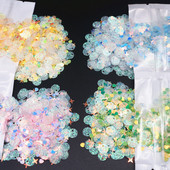 Jaukti mirdzoši caurspīdīgi vizuļi, plakani, apaļi, vaļīgi vizuļi, pailletes, šūšana, kāzu amatniecība, nagu māksla, naktskluba kleita, aksesuārs 10g