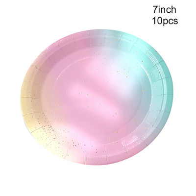 Σετ επιτραπέζια σκεύη ουράνιο τόξο για στολίδια πάρτι γενεθλίων Rainbow σερβίτσια Χάρτινα Πιάτα Κουπόνια Χαρτοπετσέτες Τραπεζομάντιλο Βραδινό μιας χρήσης