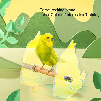 Bird Perch Birds Parrot Stand Κλουβί Αξεσουάρ Ginkgo Chicken Shape Gradient Acrylic Arc Design Διαδραστική βάση εκπαίδευσης Shatte