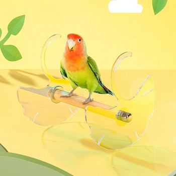Bird Perch Birds Parrot Stand Cage Accessory Ginkgo Chicken Shape Gradient Acrylic Arc Design Interactive Stand Training Shatte