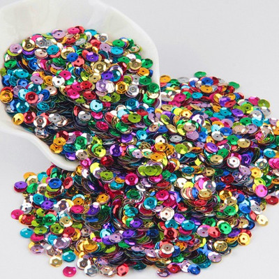 Apaļas kauss sequins PVC vaļīgas pailletes Krāsas sequin 4mm 5mm 6mm plats Šūšanai Kāzu amatniecība, sieviešu apģērbi aksesuāri 10g